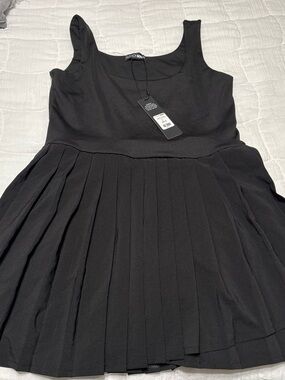 Fashion Nova Black Pleated Mini Dress